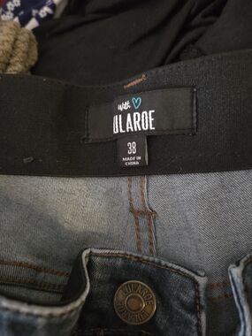 LuLaRoe Light Blue Denim Skirt with Black Waistband